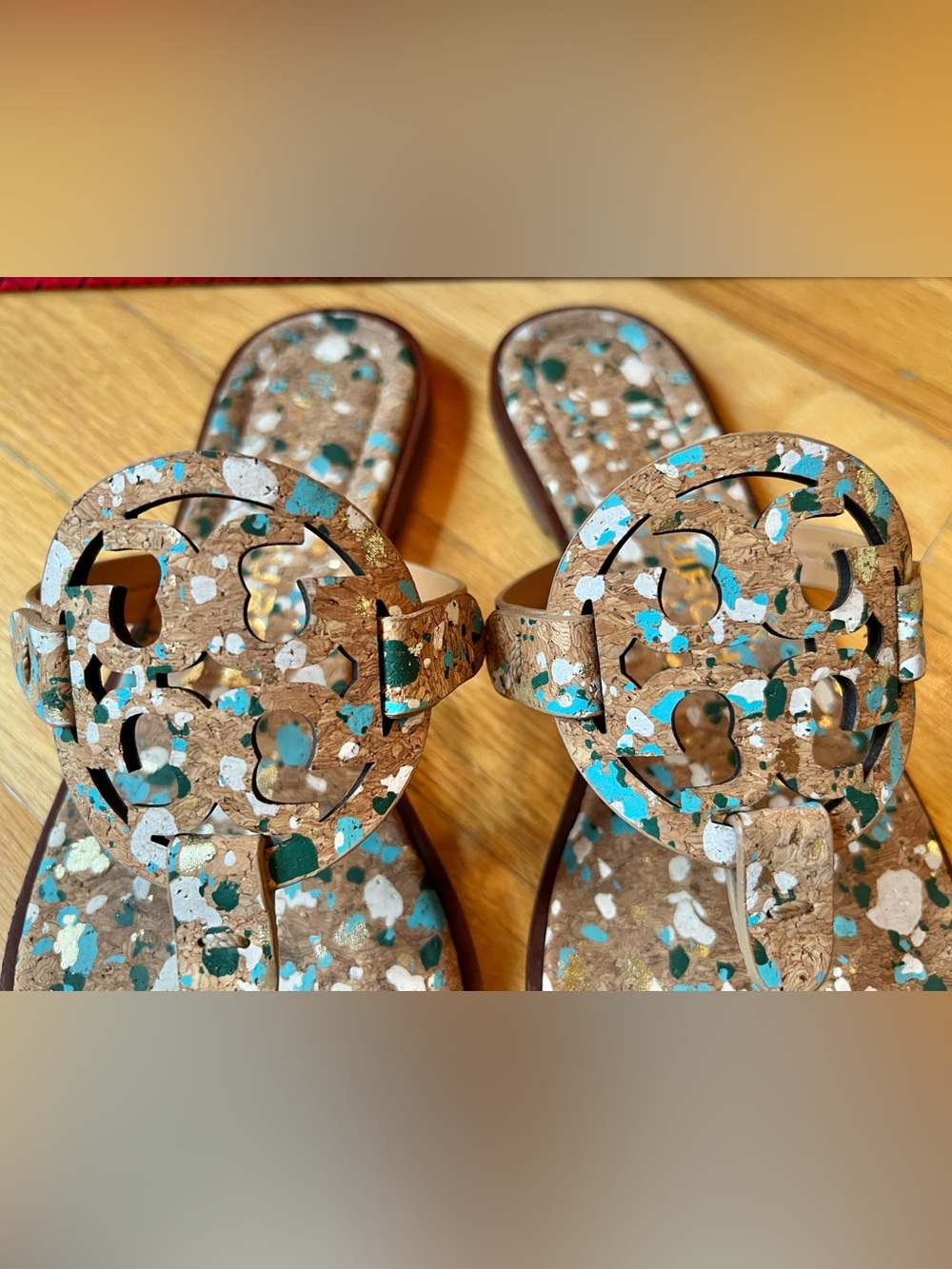 Tory Burch Blue Confetti Miller Welt Cork Sandals - Picture 6 of 12
